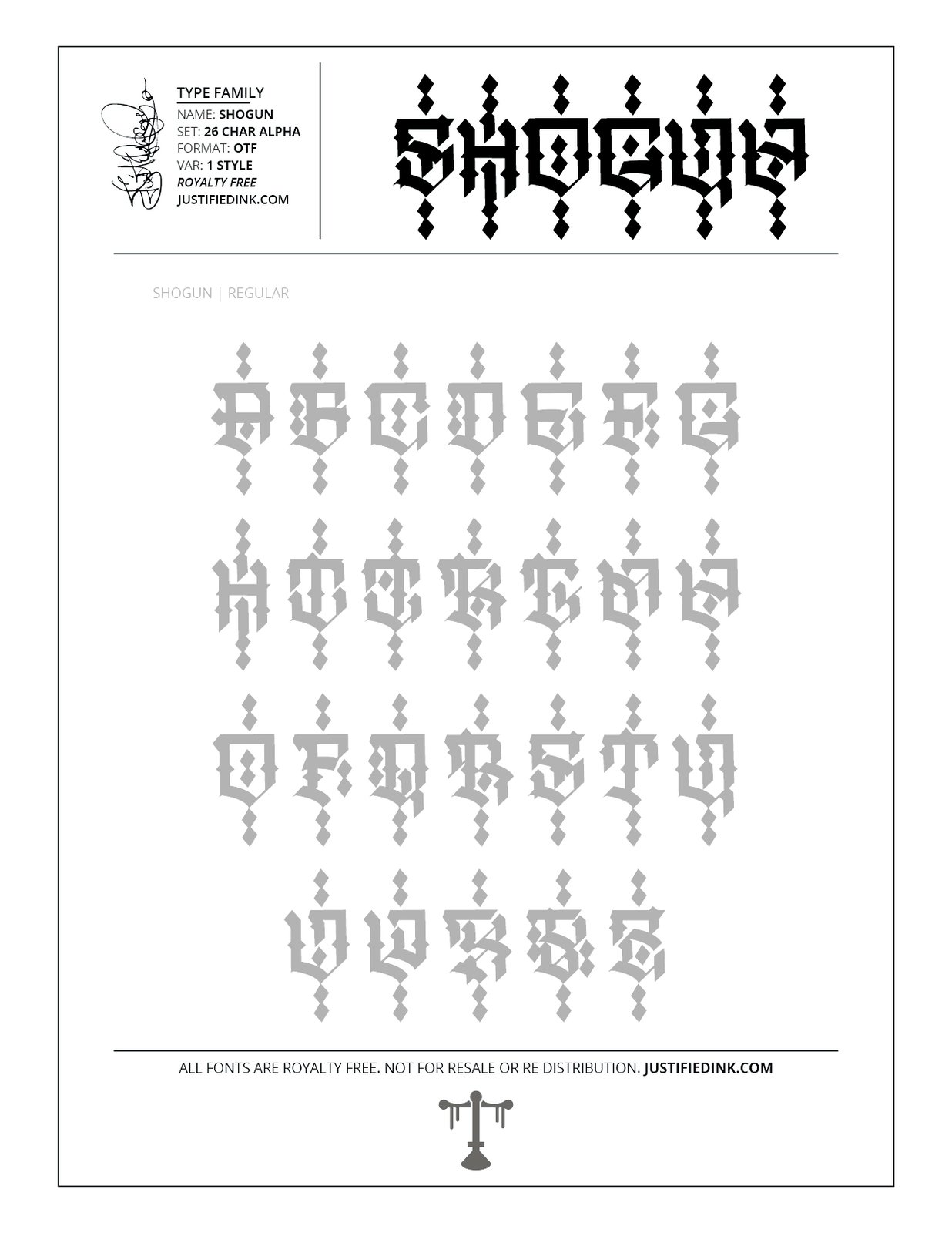 Shogun ⭐︎プロフ必読⭐︎ Shogun (1 style) - Custom Font by Justified Ink | Justified Ink